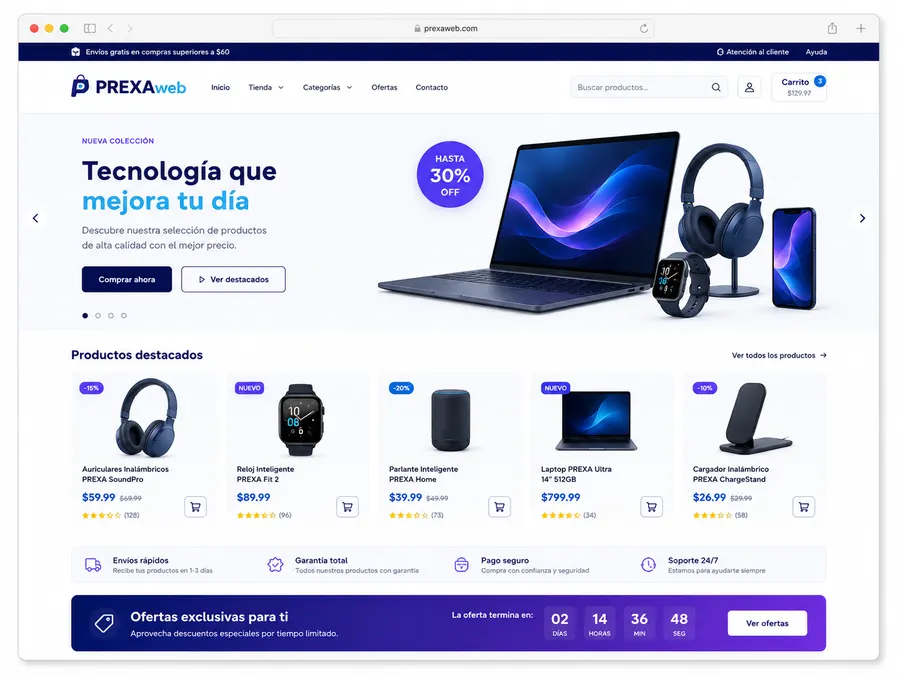 Ejemplo de sitio web para Ecommerce
