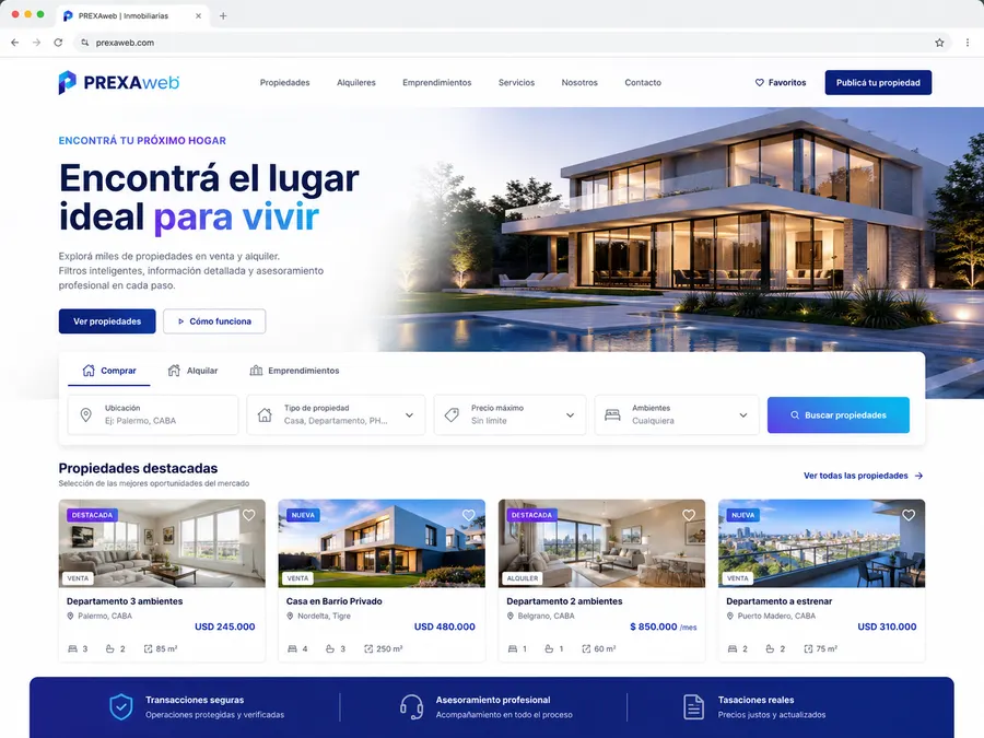 Ejemplo de sitio web para Inmobiliarias