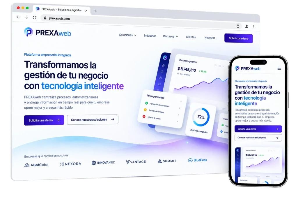 Vista de una web desarrollada con PREXAweb